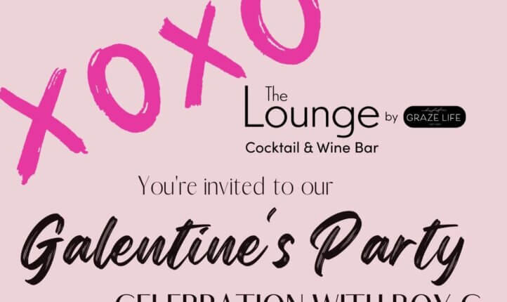 A pink background with the words 'Valentine's Party' and xoxo in larger letters.